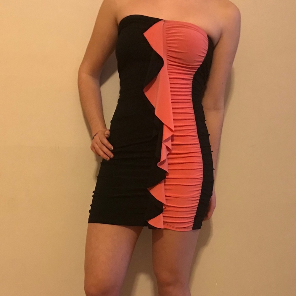 Charlotte Russe black and salmon party dress!